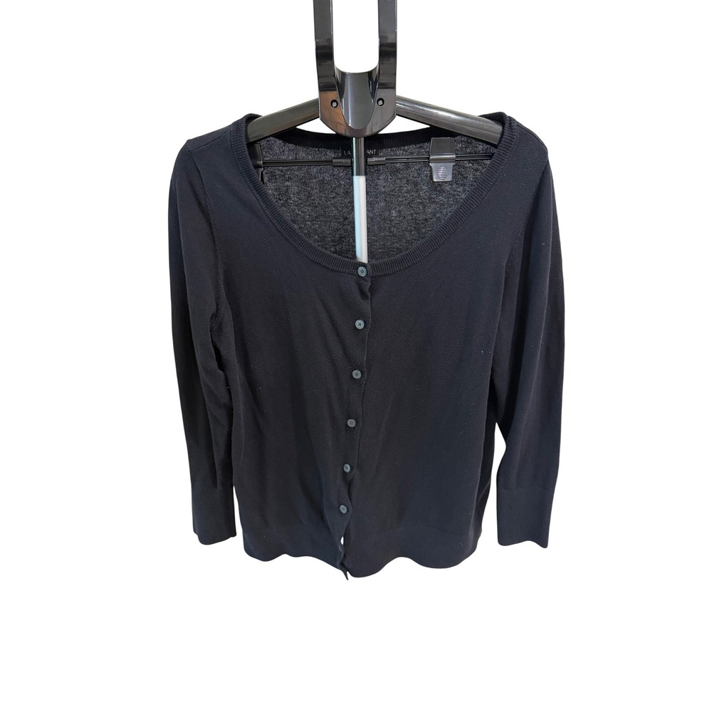 Lane Bryant Black Long Sleeve Scoop Neck Button Front Cardigan Sweater Plus Size